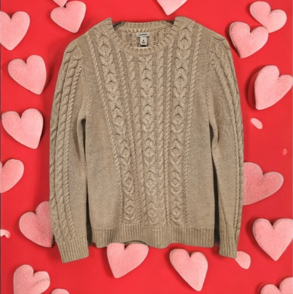 L.L. Bean Sweaters - NWOT L.L. Bean Women's 100% Cotton Cable Knit Fisherman Tan Crewneck Sweater-M